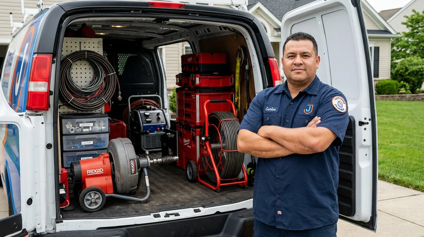 Professional drain cleaning equipment and Johns Plumbing LLC plumber in Grayslake