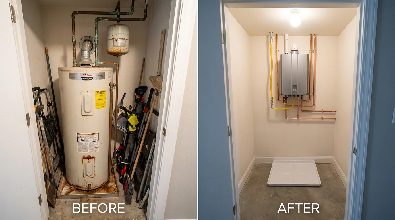 Tank water heater versus wall-mounted tankless unit comparison for Grayslake, IL homeowners